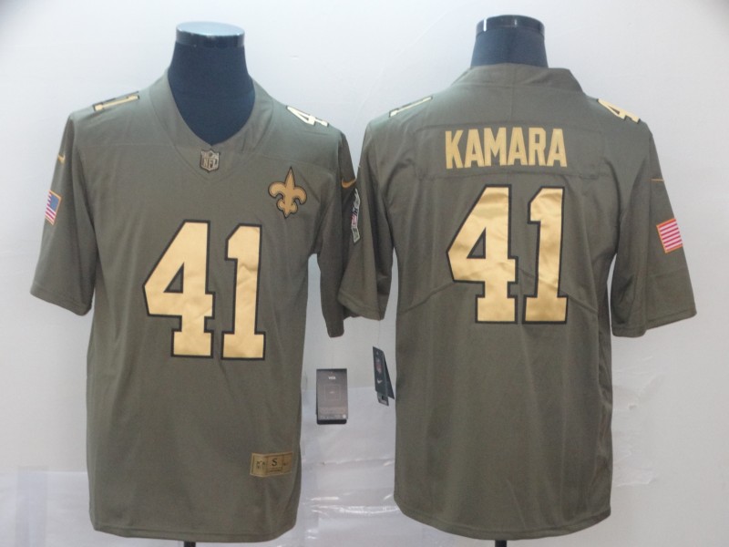 Men's New Orleans Saints #41 Alvin Kamara Camo Salute To Service Stitched NFL Gold Jersey
